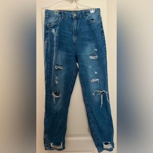 high rise, oversized/baggy jeans, size 11, gently warn